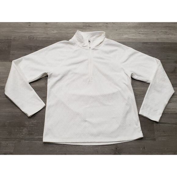 Eddie Bauer White Quilted Pull Over Zip Turtleneck Long Sleeve Sweater Shirt - Picture 2 of 8